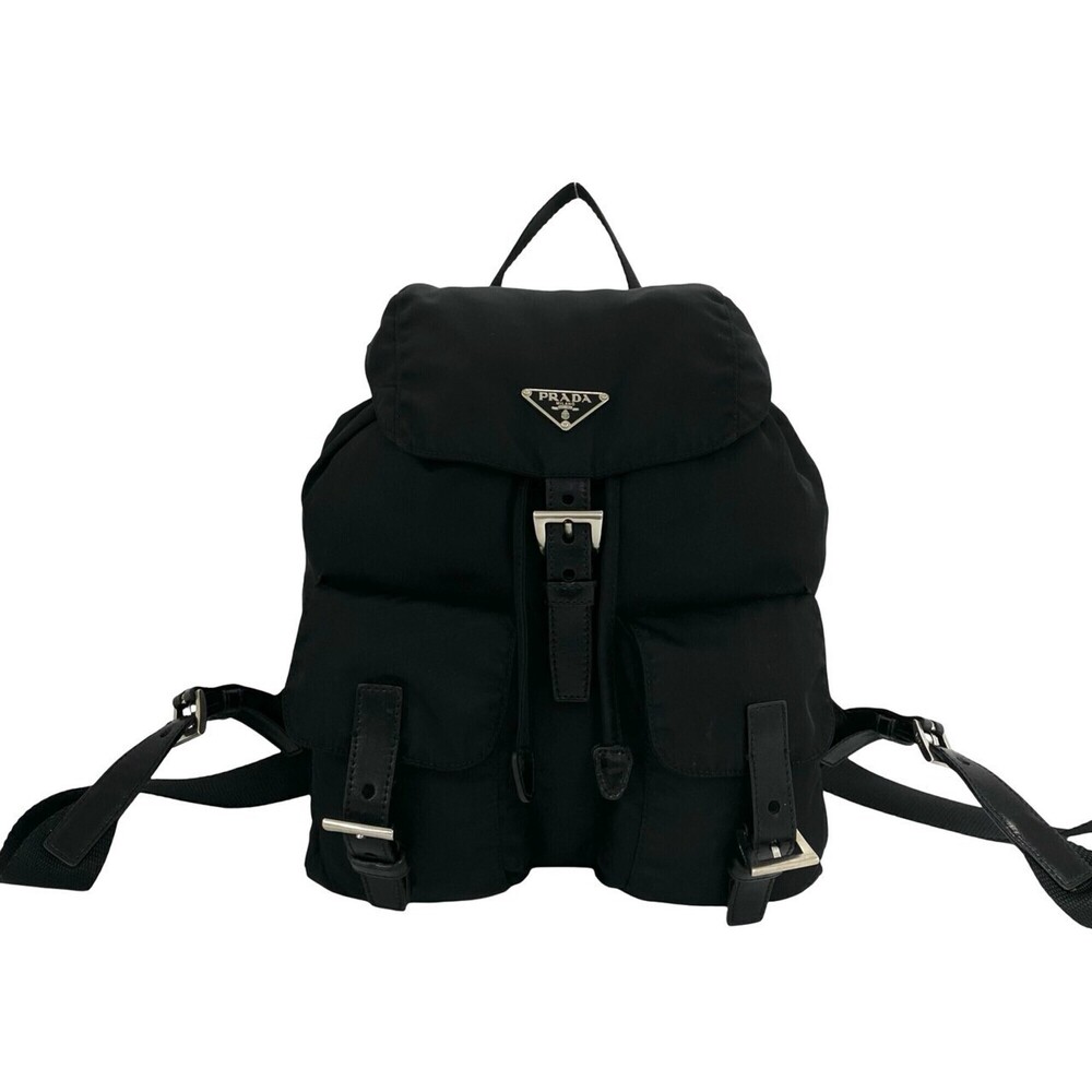 PRADA Prada Triangle Logo Hardware Tessuto Pocono Nylon Leather Drawstring Ba...